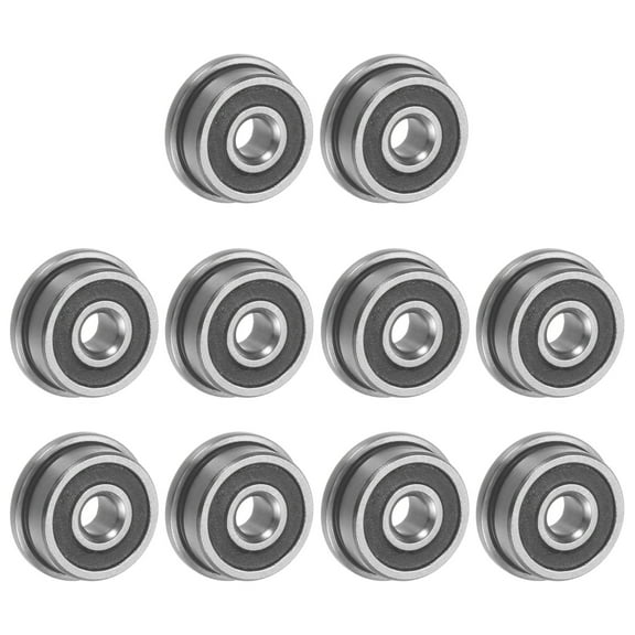 F623-2RS Flanged Ball Bearing 3x10x4mm Double Sealed Chrome Steel Flange Bearings, 10 Packs