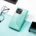 thumbnail image 5 of SaniMore for iPhone 14 Pro 6.1" 2022 Wallet Case with Embossed Mandala PU Leather Flip Protection Wrist Strap Credit Card Holder Pocket Kickstand Shockproof Case for iPhone 14 Pro 6.1" 2021, Green, 5 of 8