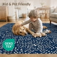 thumbnail image 4 of ODIKA 2'x3' Navy Geometric Parquet Contemporary Design Washable Throw Rug Intricate Hand Drawn Textured Motifs With Radiating Star Medallions for Hallway, Study Room, Non-Slip Low Profile, Flatwoven, 4 of 7