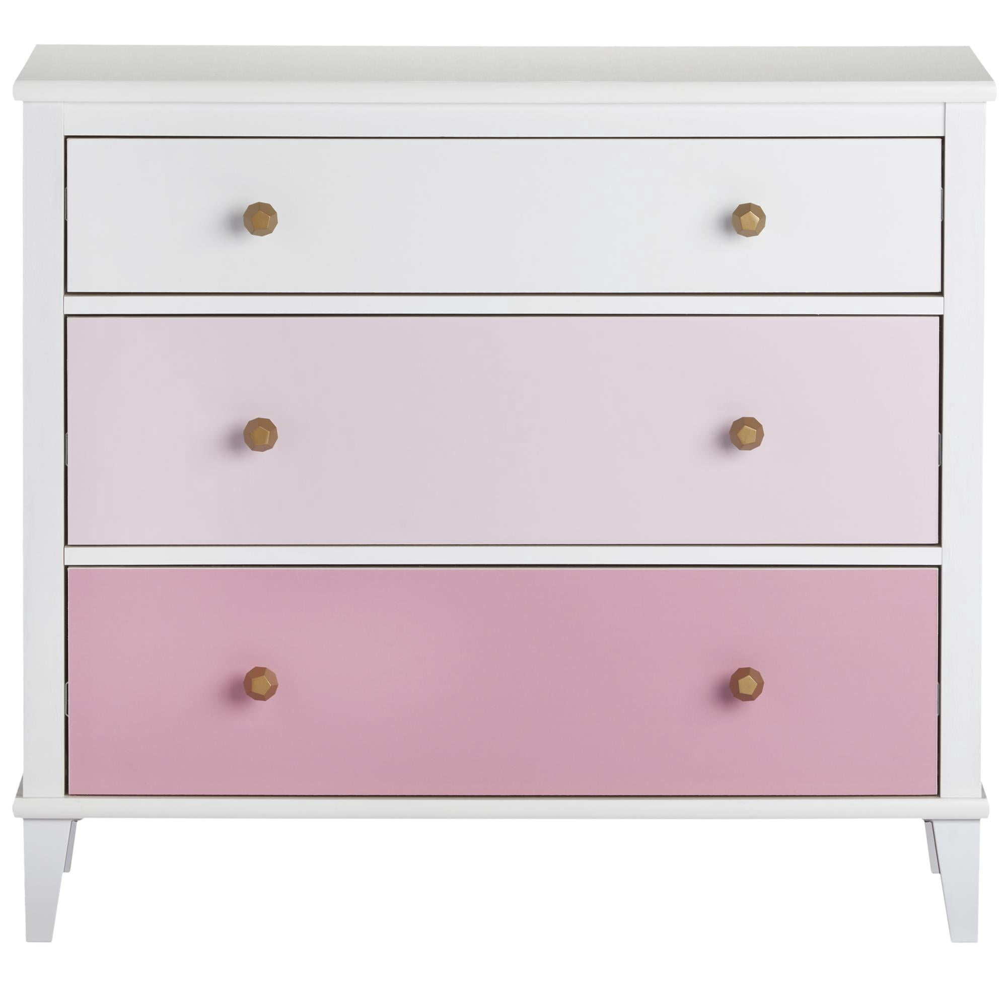Little Seeds Monarch Hill Poppy White 3 Drawer Dresser, Pink Drawers