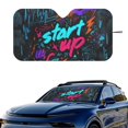 thumbnail image 2 of Xixirimido Car Windshield Sun Shade Foldable Sunshade Front Window Cover Sun Visor for Trucks SUVs Sedan Universal Car Interior Accessories, Cyberpunk-style Graffiti, 2 of 8