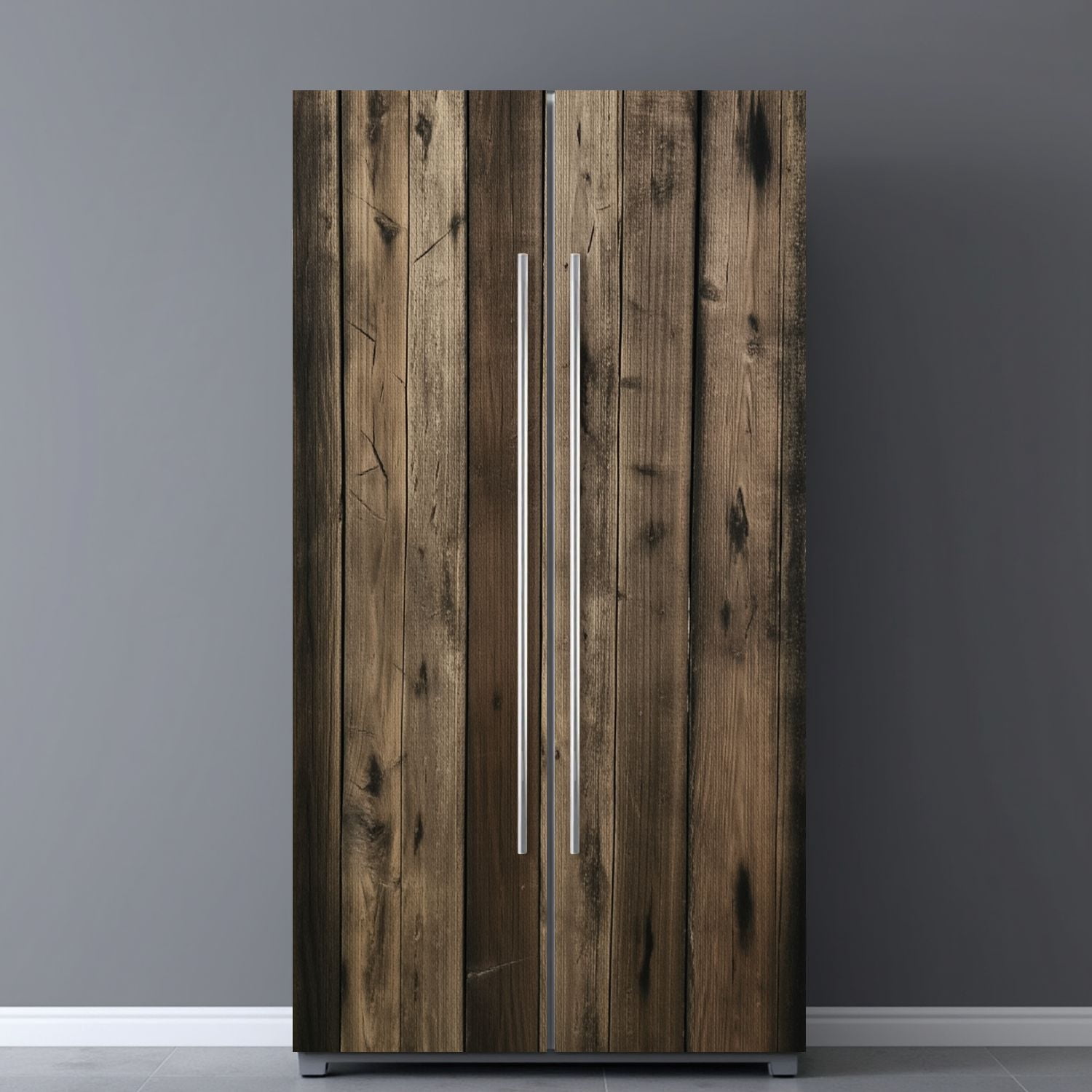 Self Adhesive Vinyl Refrigerator Wrap Set Rustic Wooden Wall Panels Natural Vintage Warm Door Mural Removable Fridge Sticker Peel and Stick&nbsp;Full Door Cover Decal Kitchen Bar Decor