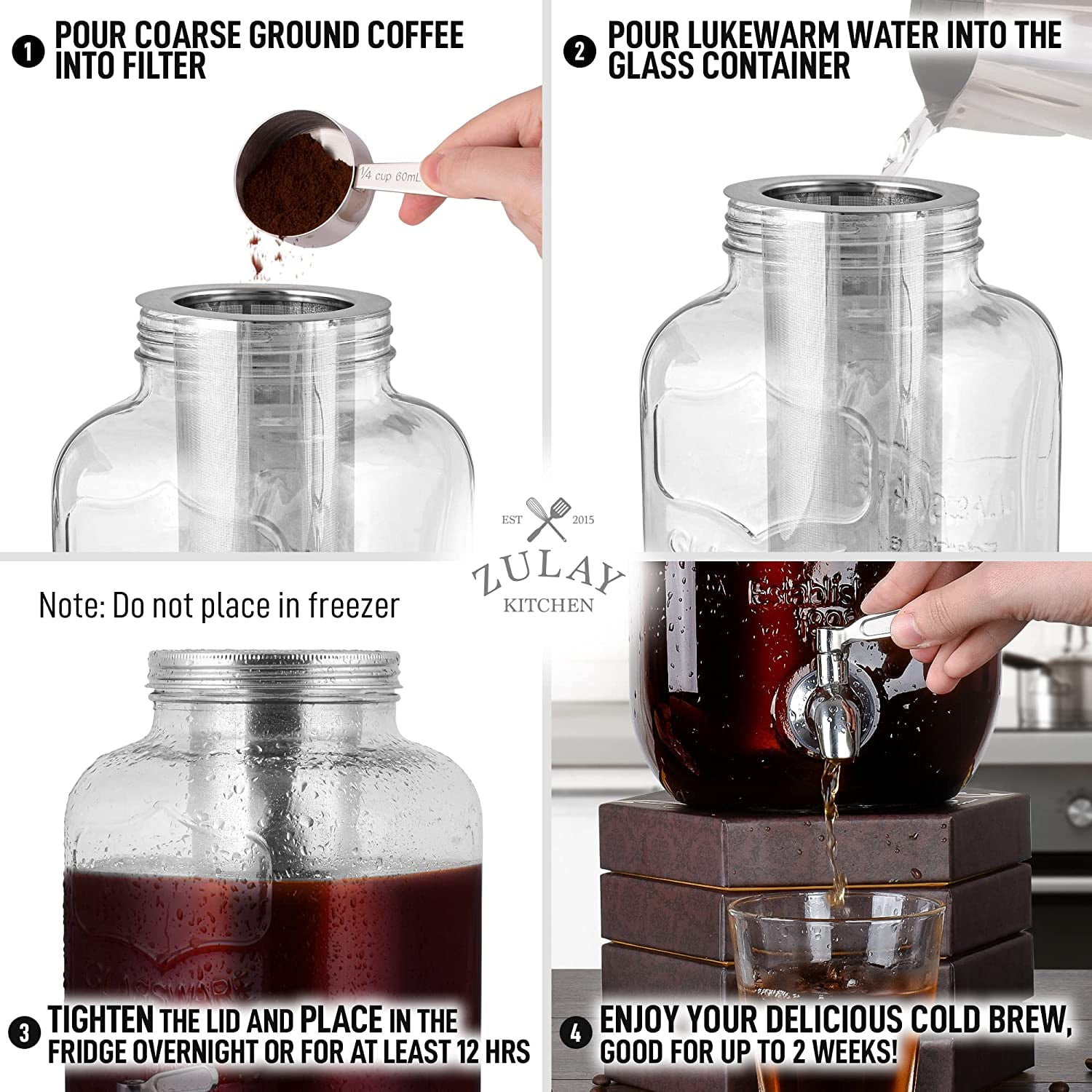 Cold Brew Coffee Maker Brewing Glass Carafe with Long Infuser Cold Brew  Coffee Jug Brewing Glass Carafe with Removable Stainless Steel Filter -  China Coffee Maker and Cold Brew Coffee Maker price