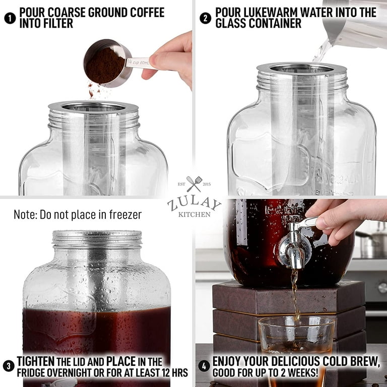 Cold Brew Coffee Filter for Wide Mouth Mason Jar, Food Grade 304 Stainless  Steel, Ultra Fine Mesh, Tea and Fruit infuser, Iced Coffee Maker, Iced Tea