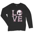 thumbnail image 5 of Love Text Skull Women's Long Sleeve T-shirt Vivid Pink Bone Cute Gothic Skeleton Romance Art Valentine Spooky Halloween, 5 of 7