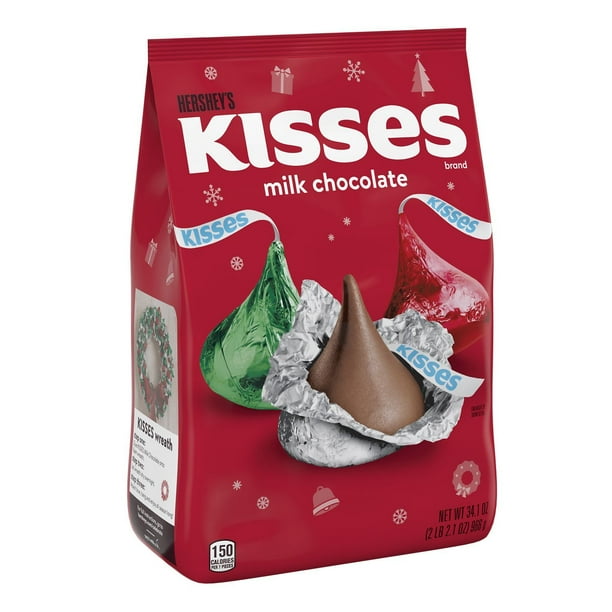 How Many Kisses Fit In A 32 Oz Jar HERSHEY'S, KISSES Milk Chocolate Candy, 34.1 oz, Bulk Bag - Walmart.com