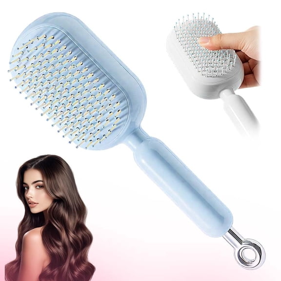 2026 Self Cleaning Scalp Massage Hair Brush, Retractable Cushion Comb with One-Pull Clean & Anti-Static, Easy Detangling Tool for All Hair Types