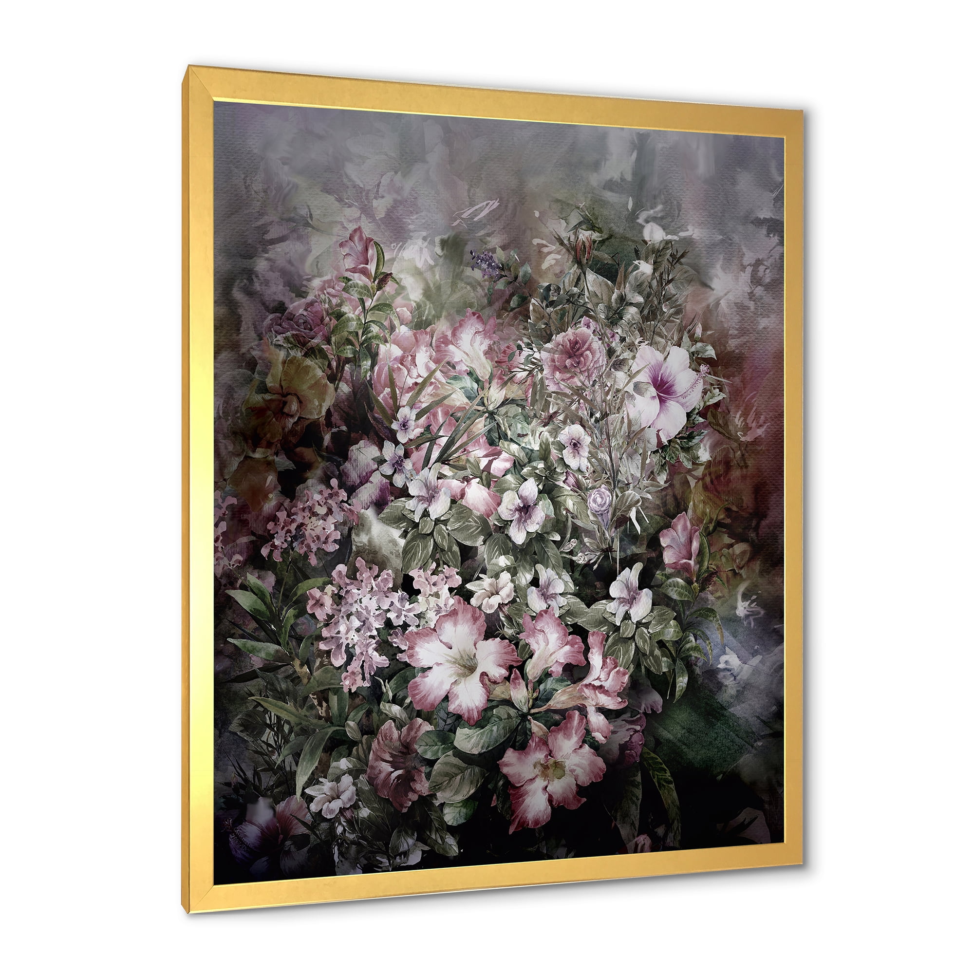 Designart 'Drawing of Flowers Retro IV' Vintage Framed Art Print