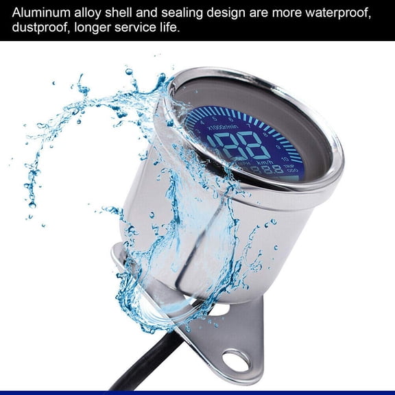 LED Motorcycle Tachometer Universal Odometer Fuel Gauge Speedometer LCD Digital