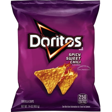 ((Best By :11/7/23))Doritos Flavored Tortilla Chips  Spicy Sweet Chili  1.75 Ounce (Pack of 64)