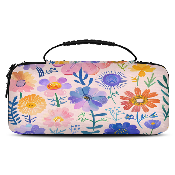 Herdesigns Pink Purple Floral Carrying Case for Nintendo Switch 2 with 20 Game Card Slots, Portable Travel Carry Case for Accessories and Console