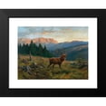 thumbnail image 2 of Franz Xaver von Pausinger 14x12 Black Modern Framed Museum Art Print Titled - A Royal Stag at Dusk (1902), 2 of 5
