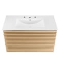 thumbnail image 6 of Wall Mount Sink Vanity Cabinet, White Oak, Wood, Mid Century Hotel Bedroom Bathroom, Modern Contemporary HB33378, 6 of 9