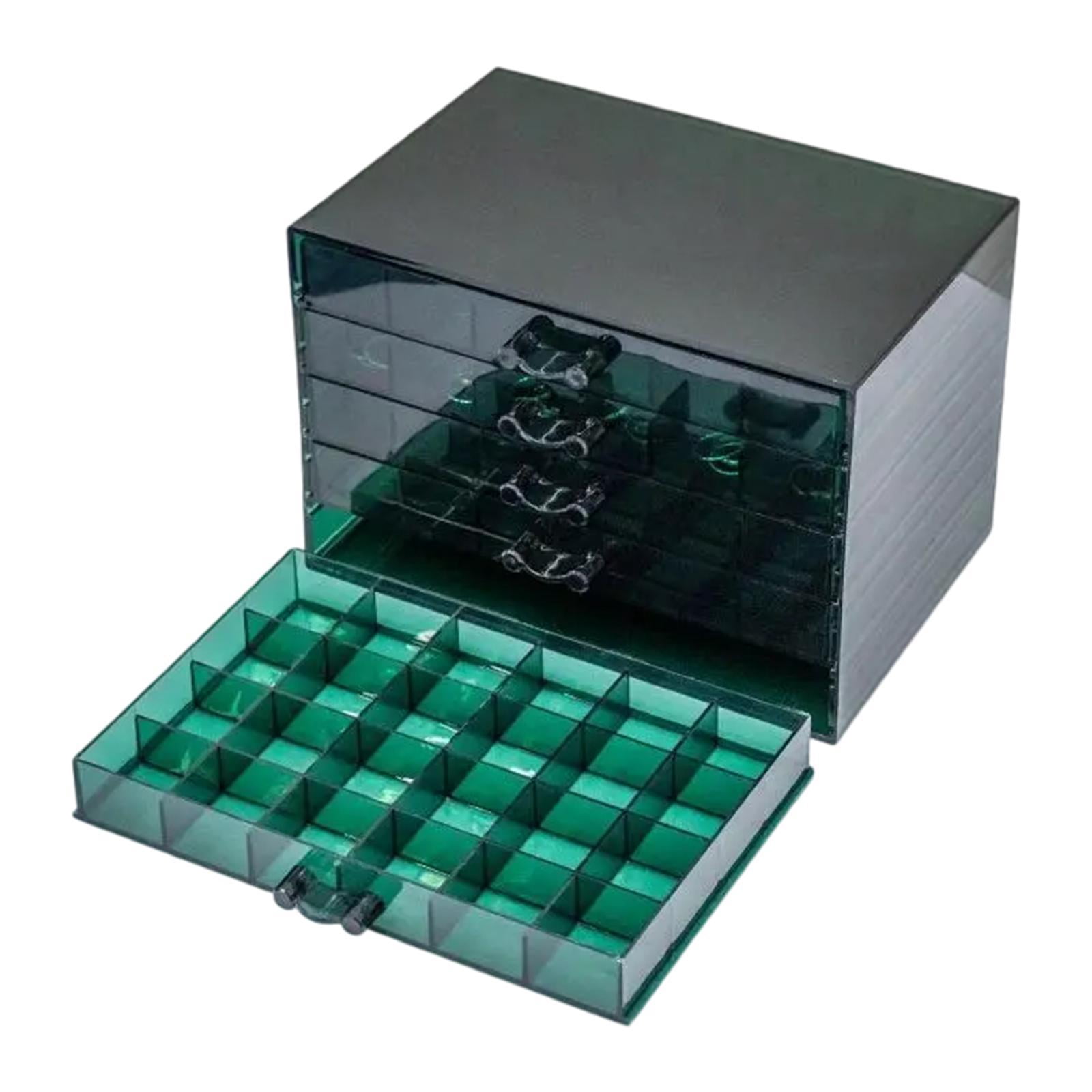 Milageto Nail Arts Storage Box 120 Jewelry Organizer for Earring Beads Glitters Dark Green