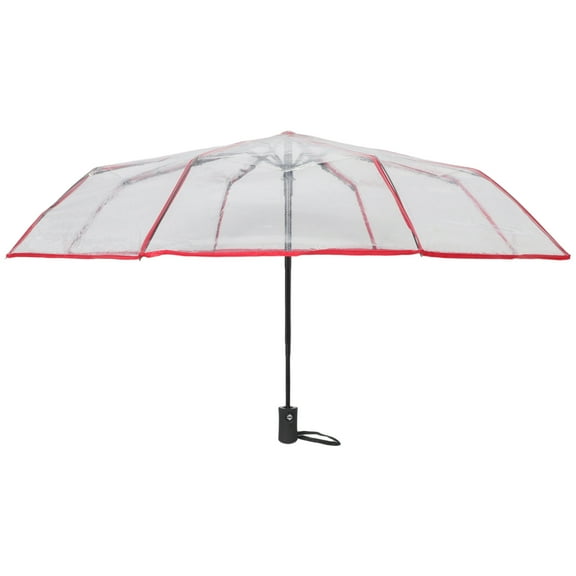 SEWCHICS Clear Umbrella for Women Red Plastic 1Set Windproof Waterproof Compact Design Outdoor