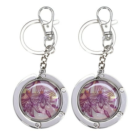 

2X Keychain / Folding Hook Bag Hook Door Table Zinc Alloy Hook Purple