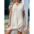 thumbnail image 3 of Swimsuit Cover Ups for Women Short Sleeve Bathing Suit Casual Bikini Swimwear Beach Cover Up Dress S-XXL Apricot S, 3 of 6