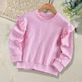 thumbnail image 5 of Ulanda Girl's Cotton Sweatshirts Cute Ruffle Shoulder Crewneck Sweatshirts Toddler Girls Trendy Casual Pullover Preppy Tops (Pink, 3-4 Years), 5 of 9