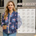 thumbnail image 6 of SCRAWLGOD Flower Spots Print Dark Blue Women's Zip Up Lightweight Jacket Casual Long Sleeve Outerwear Comfortable Stylish Hoodless Crewneck Sweatshirts with Pockets, S, 6 of 7