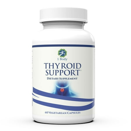 1 Body Thyroid Support Supplement with Iodine - Metabolism, Energy and Focus Formula - Vegetarian & Non-GMO - Vitamin B12 Complex, Zinc, Selenium, Ashwagandha, Copper &