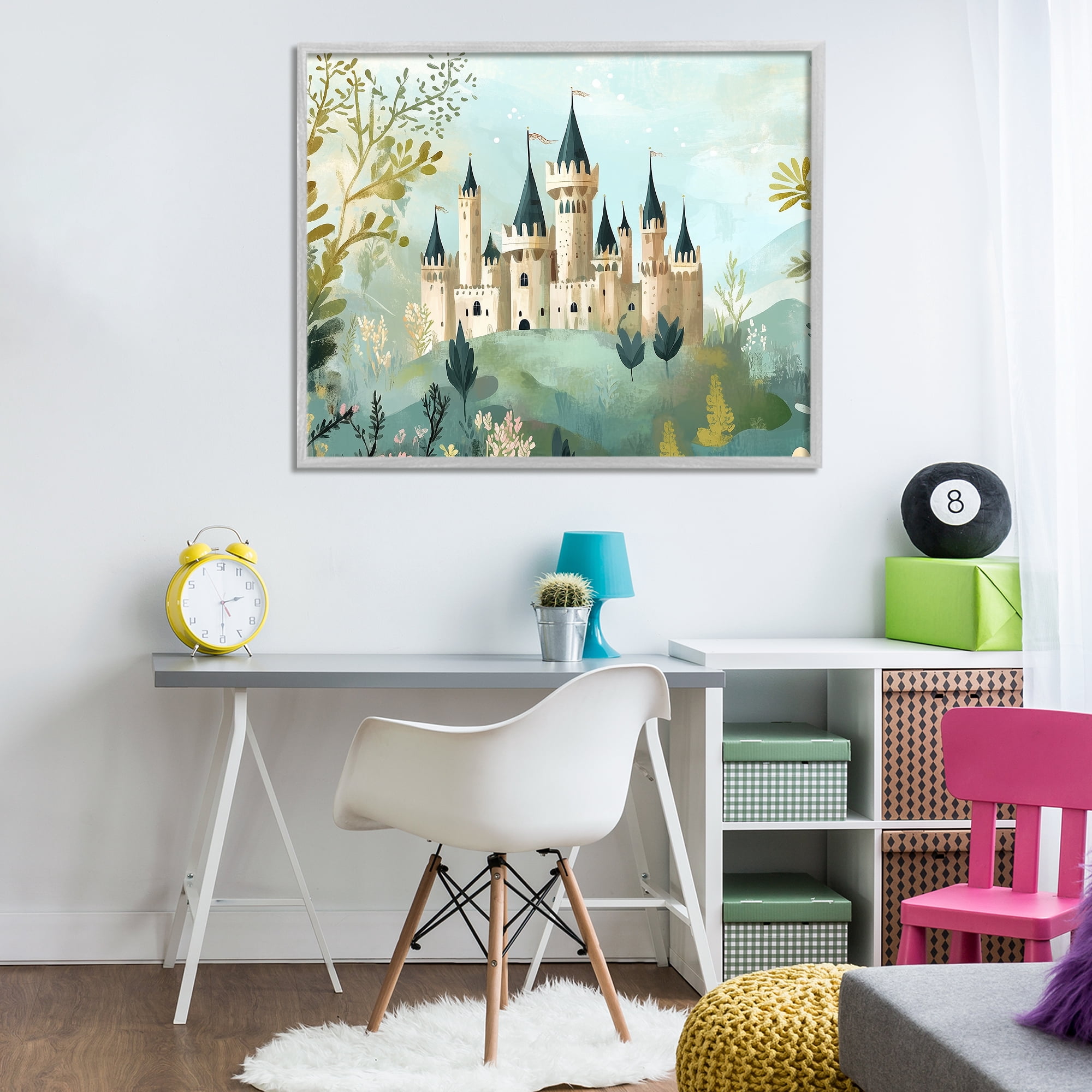 Stupell Industries Princess' Castle View Gray Framed Giclee Art, design by Christine Simpson Art