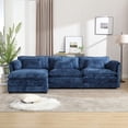thumbnail image 3 of LUCKHAO 110 Inch Extra Large Modular Sectional L-Shape Sofa, Modern Chenille Fabric U-Shaped 3 Seat Sofa,with movable Ottoman, for Living Room, Office, Reception Room, 3 of 18