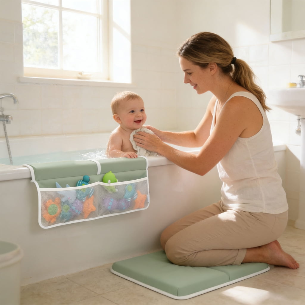 Bath Kneeling Pad Set Highlighting Memory Spume for Knee and Elbow Light second Storage Pouches and Not Slip Plan E