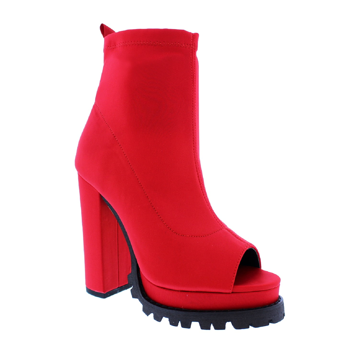 red chunky platform boots