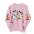 thumbnail image 4 of QUNYINEY Halloween Women's Sweatshirt Pullover Crew Neck Cute Ghost Pumpkin Tops Loose Fit Fall Long Sleeve Graphic Sweatshirts, 4 of 5