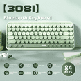 thumbnail image 2 of Ajazz 308i Retro Wireless Bluetooth Silent Computer Keyboard with Round Punk Compact 84 keys, Lightweight, Matte Texture, Typewriter Design, Cute Magnetic Cat Ornaments for PC, Laptop - Green, 2 of 9