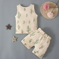 thumbnail image 3 of Pejock Baby Girls Boys Clothes Outfits Shirt Shorts Sets Kids Sleeveless Rainbow Cactus Print Tank Top Shorts 2-piece Set for 3-4Years, 3 of 6