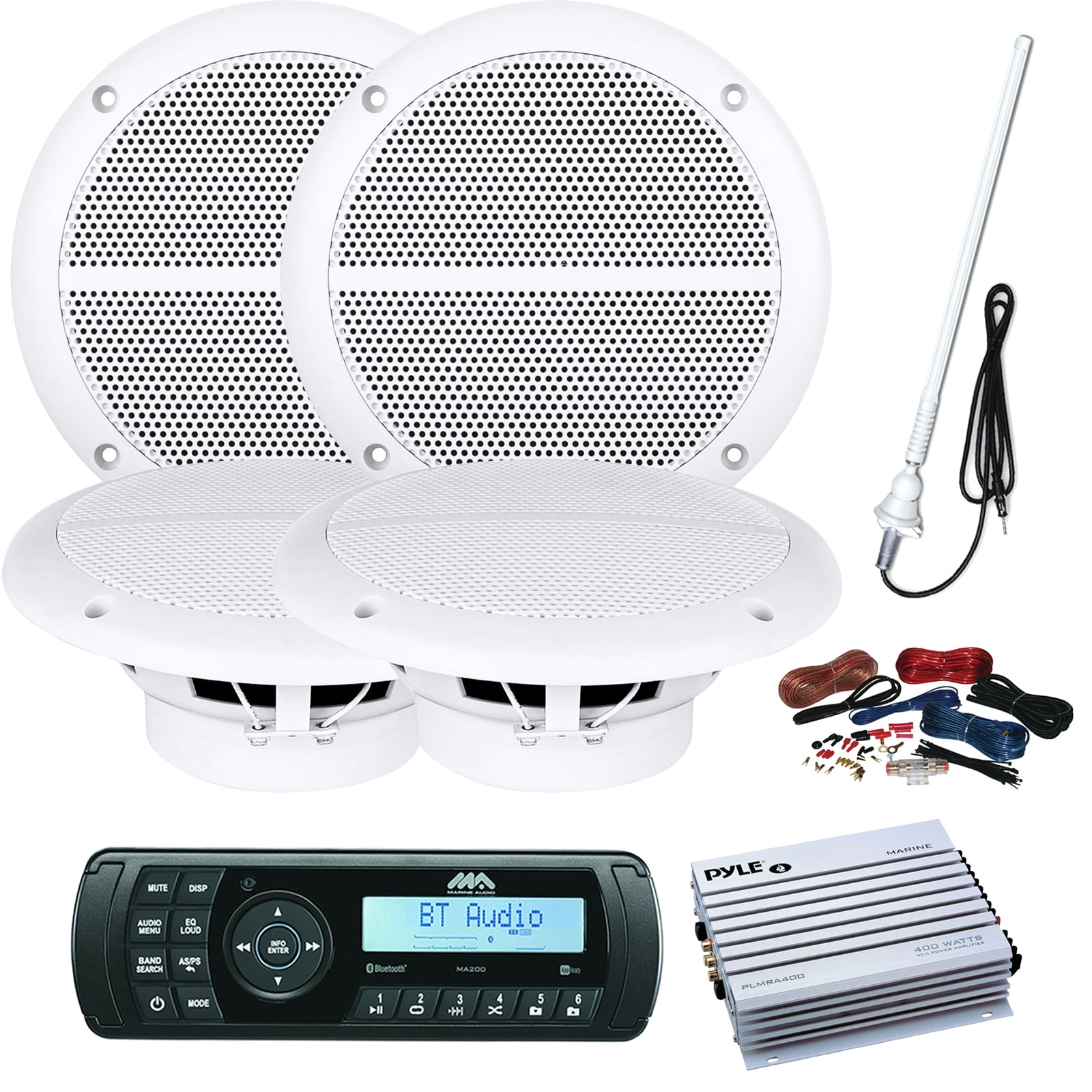 Jensen Marine Audio MA200 AM/FM/USB/Bluetooth Waterproof Stereo, 4 x