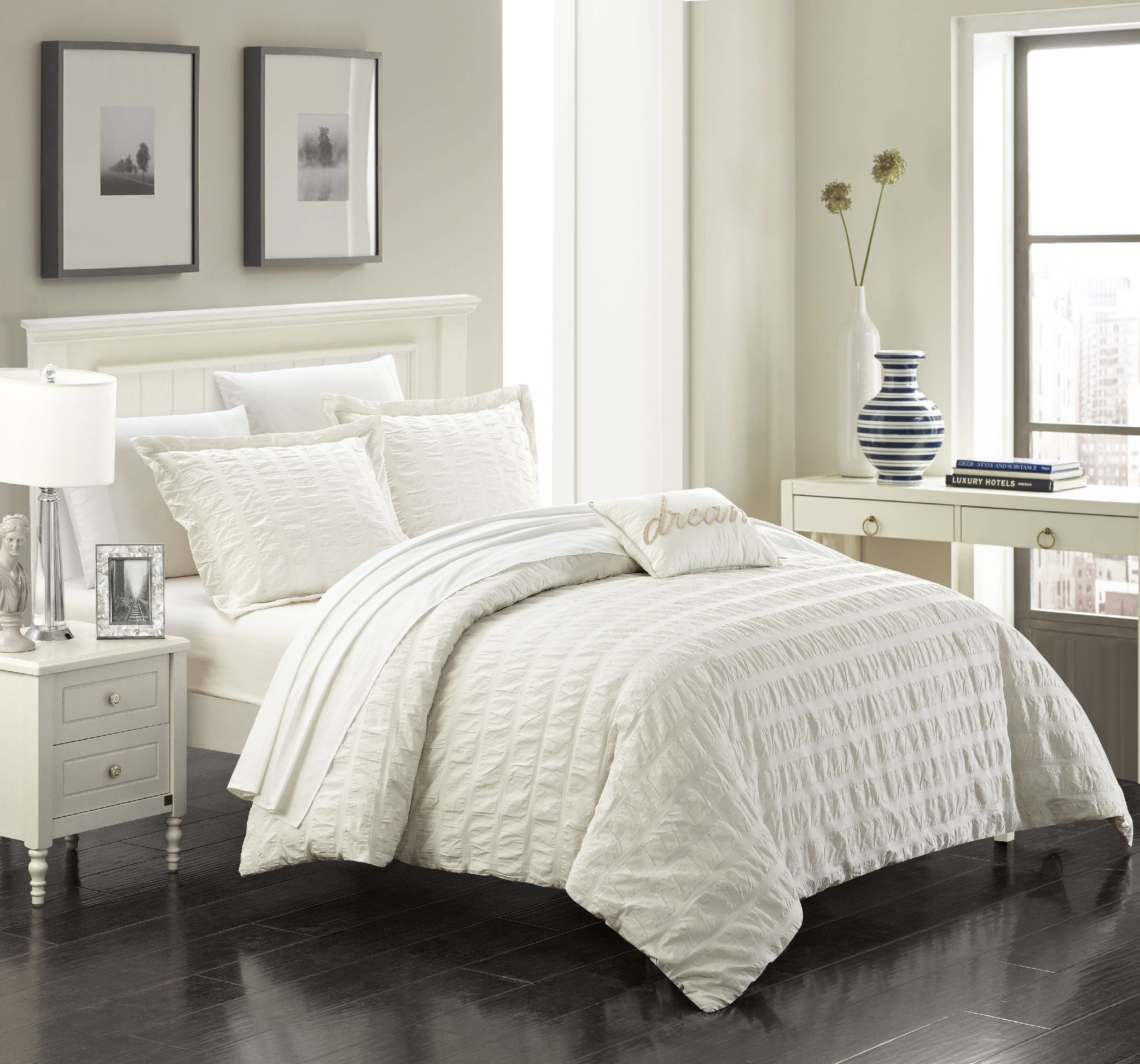 Chic Home Tornio 4 Piece Duvet Cover Set 100 Cotton Ruched