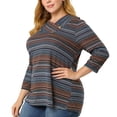 thumbnail image 1 of BluDe Punto De Rayas Boho Cuello Vuelto TalGrande Top PaMujer Azul XXL, 1 of 6