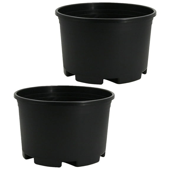 PTOOTP Black Plastic Plant Pots with Drainage Holes for Indoor and Outdoor Use - Set of 2