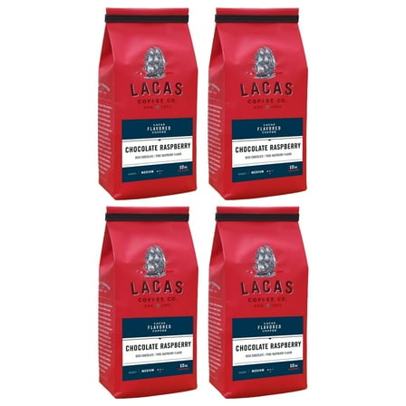 Lacas Chocolate Raspberry Medium Fine Ground Coffee, 12oz (4 bags)