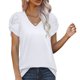 thumbnail image 2 of Camiseta de Mujer Cuello en V Manga Corta Diseño retorcido Color Puro Top Informal para Viajes a casa Blanco XXL, 2 of 5