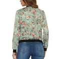 thumbnail image 3 of Chaqueta bomber para mujer Inspire Chic, corte ajustado, ligera, con cremallera, talla M, verde claro, 3 of 6