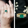 thumbnail image 3 of Rosec Jewels Lab Grown Emerald Wedding Ring Set for Women - Princess Cut Engagement Ring with Wedding Band - AAAA Quality, 10K Yellow Gold, US 10.00, 3 of 9
