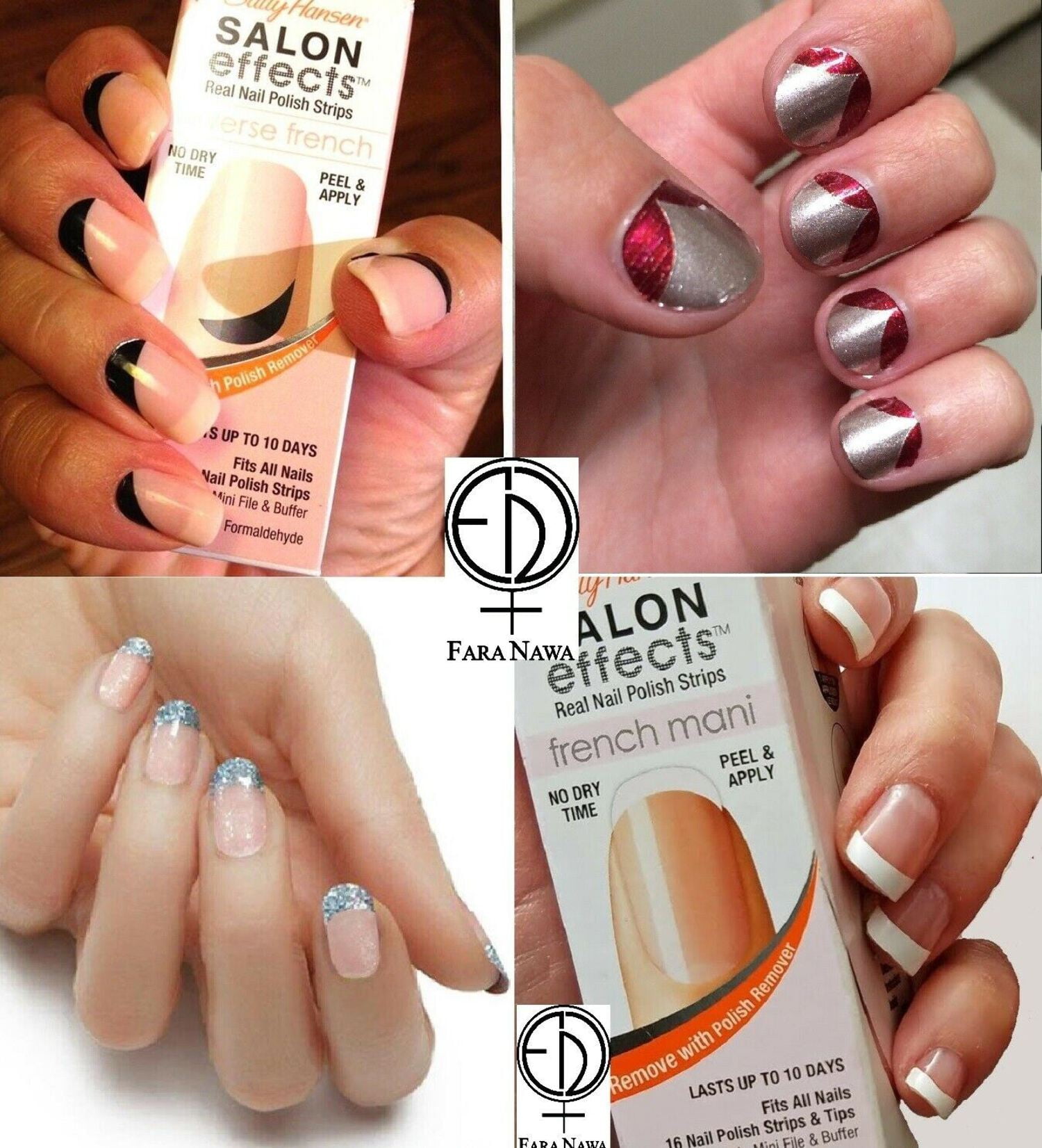 Sally Hansen Salon Effects Real Nail Polish Strips French Mani Gold Cabaret - 16 CT