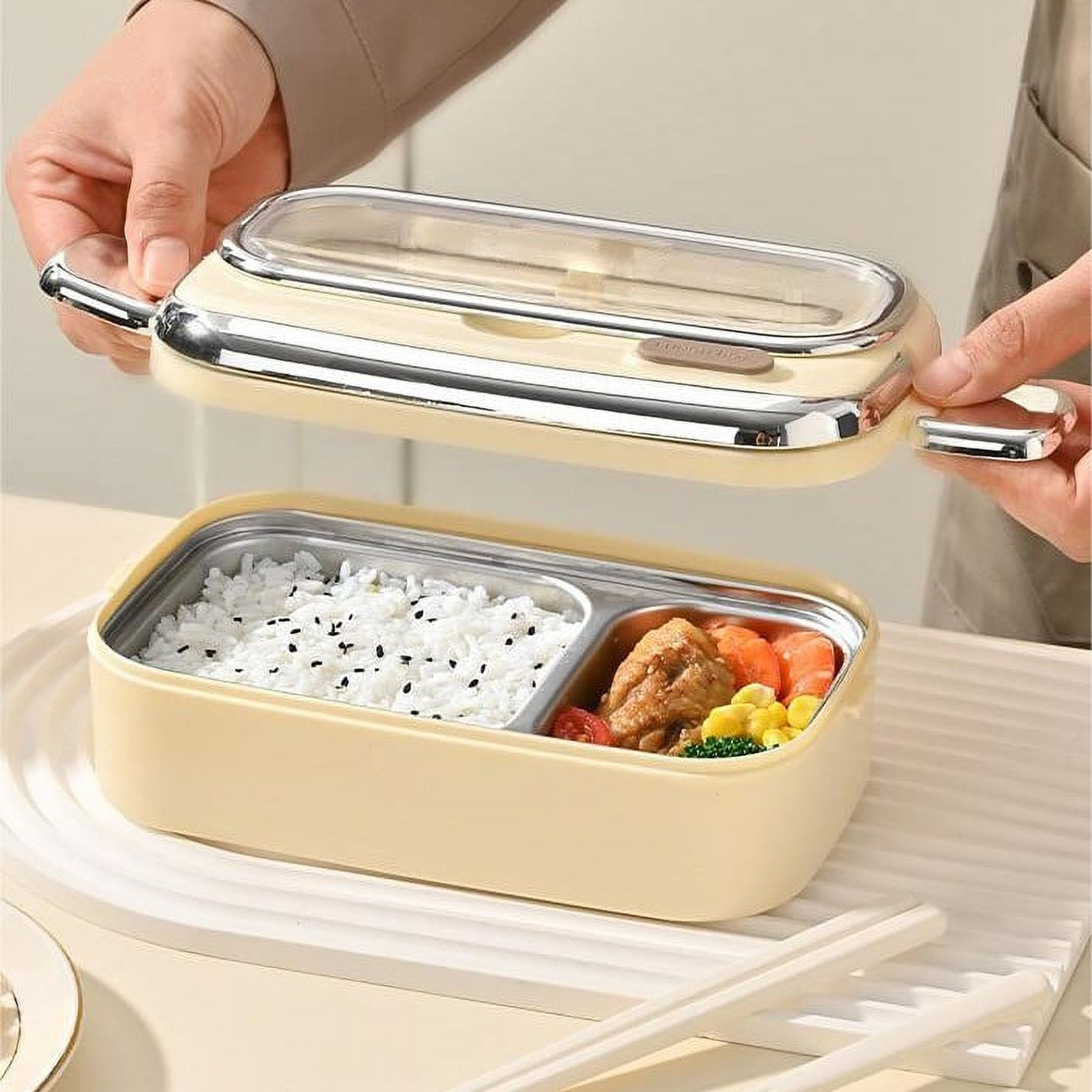 Stainless Steel Bento Box, Ongmies Stainless Steel Leakproof Lunch Box for Adults - Divided Meal Storage Containers Set, Stackable for Picnic & Travel,