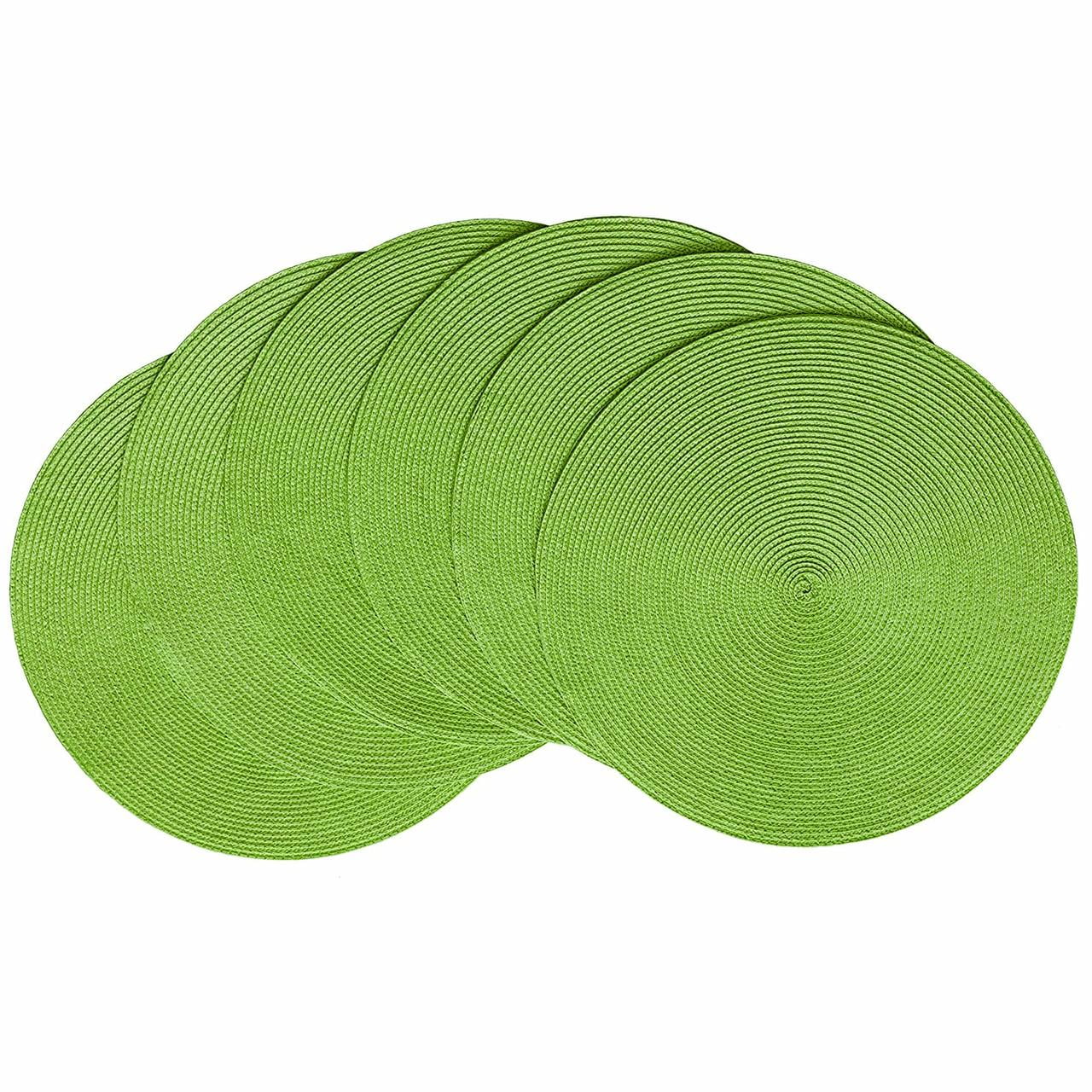 Green Placemats Set of 6 Table Mats for Dining Tables Woven Washable