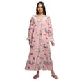 thumbnail image 1 of Moomaya Robe de Nuit Maxi à Manches Longues Imprimée Boutonnée en Coton, 1 of 5