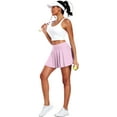 thumbnail image 6 of Cadmus Women's 2-in-1 High Waisted Pleated Skort with Pockets- Flowy A-Line Tennis Golf Skirt with Built-in Shorts,Light Purple,XL, 6 of 7