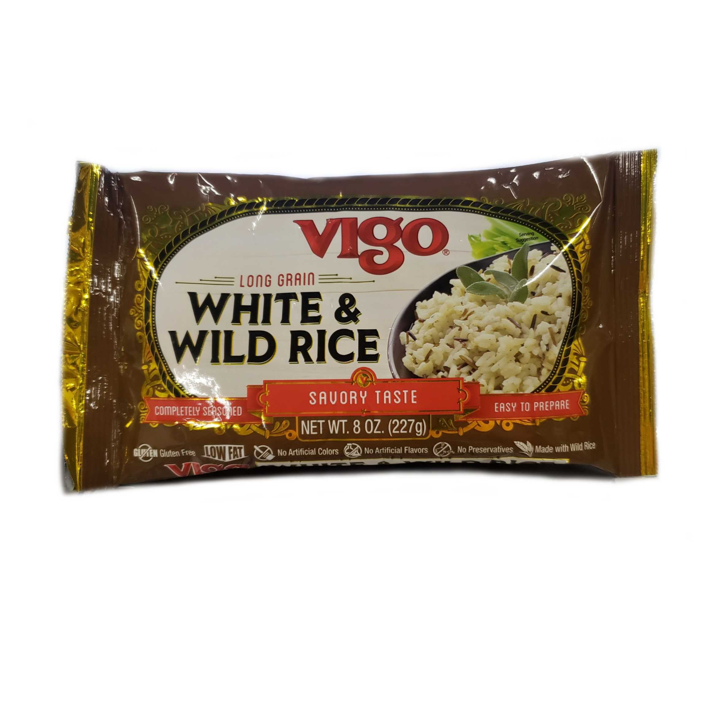 Vigo Long Grain White & Wild Rice, Savory Low Fat, 8 Ounce Pack Of 12