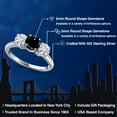 thumbnail image 2 of Gem Stone King 925 Sterling Silver Black Diamond and White Moissanite Engagement Ring for Women | 2.05 Cttw | Round 6MM | Gemstone April Birthstone | Size 5, 2 of 7