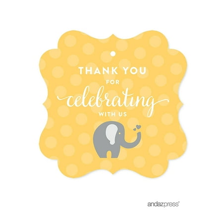 Yellow Elephant Baby Shower Fancy Frame Gift Tags,