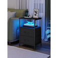 thumbnail image 3 of Ledrem Nightstand with Charging Station & App-Controlled LED Lights, Bed Side Table with 2 Drawers and 1 Open Shelf, Ink Black and Ebony Black, 3 of 7