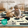 thumbnail image 4 of ODIKA 8'x10' Washable Area Rug Record Vintage Vinyl Music Retro Dj Turntable Border Player Cassette for Living Room, Under Sectional, Family , Durable, Non-Slip, 4 of 7