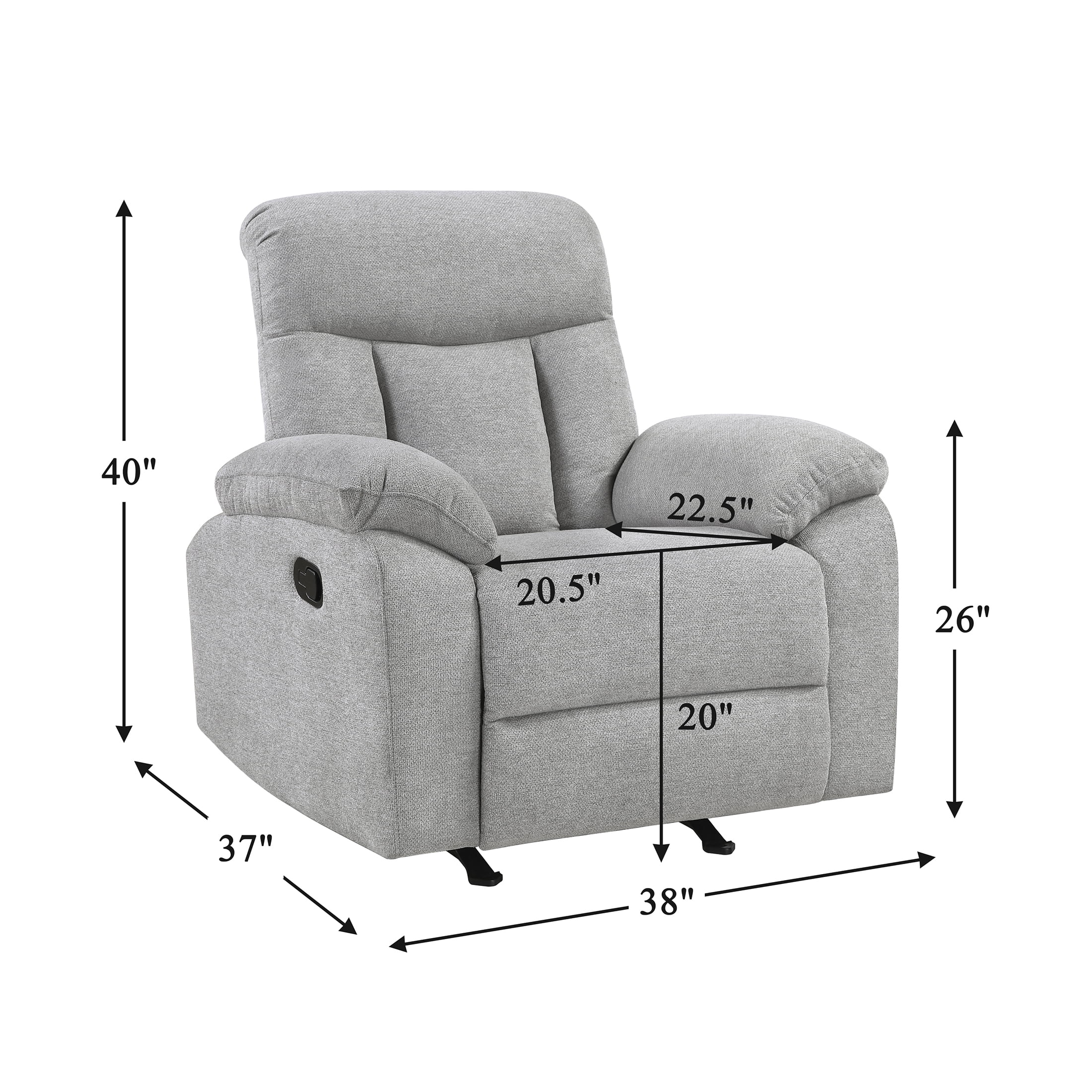 OakvillePark Havenlock Chenille Rocker Reclining Chair, Gray